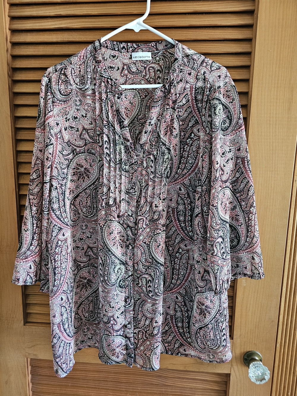Liz Claiborne Pink and Black Paisley Tunic Blouse